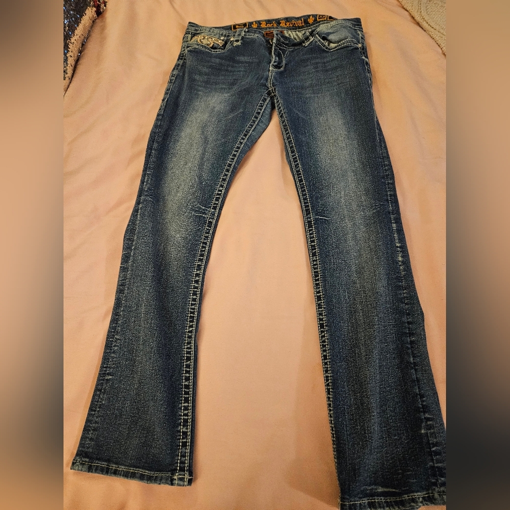 Rock Revival Blue Straight Leg Jeans Classic Denim